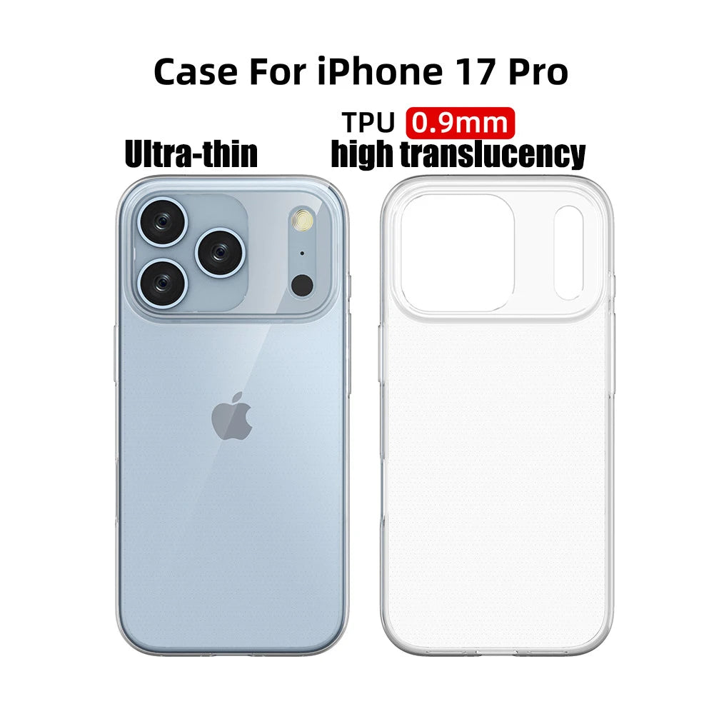 Ultra Thin 0.9Mm Case for Iphone 17 Pro Max 17 Air Does Not Affect Wireless Charging Highly Transparent TPU Soft Cover